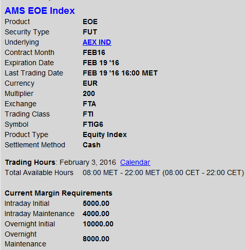 Contractspecificaties van de AEX futures - meest populaire Nederlandse future de AEX futures Contractspecificaties van de AEX futures - meest populaire Nederlandse future de AEX futures