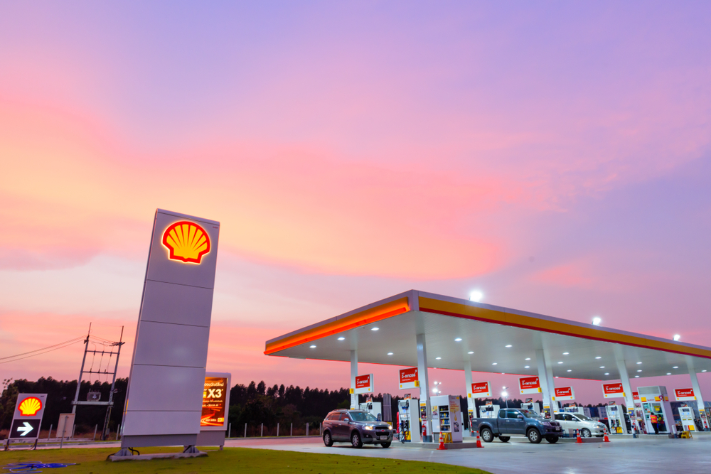 Aandeel Shell - Tankstation van Royal Dutch Shell 