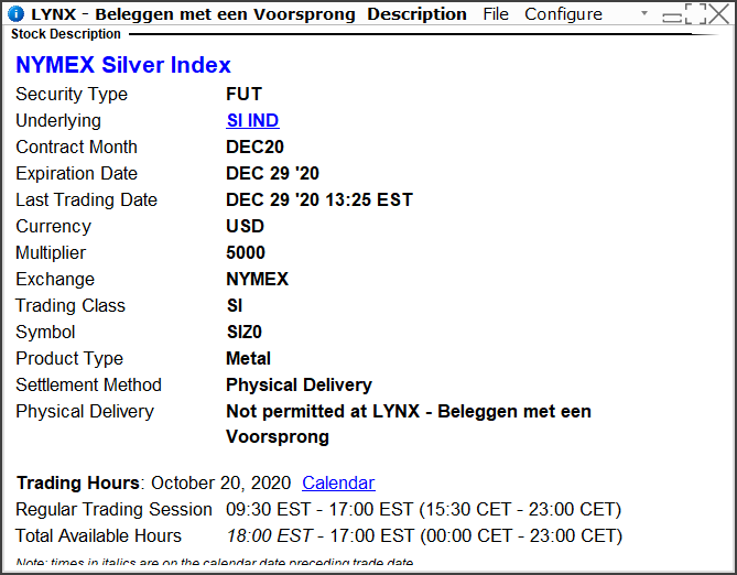 NYMEX silver index | Handelen in zilver | Zilver future kopen