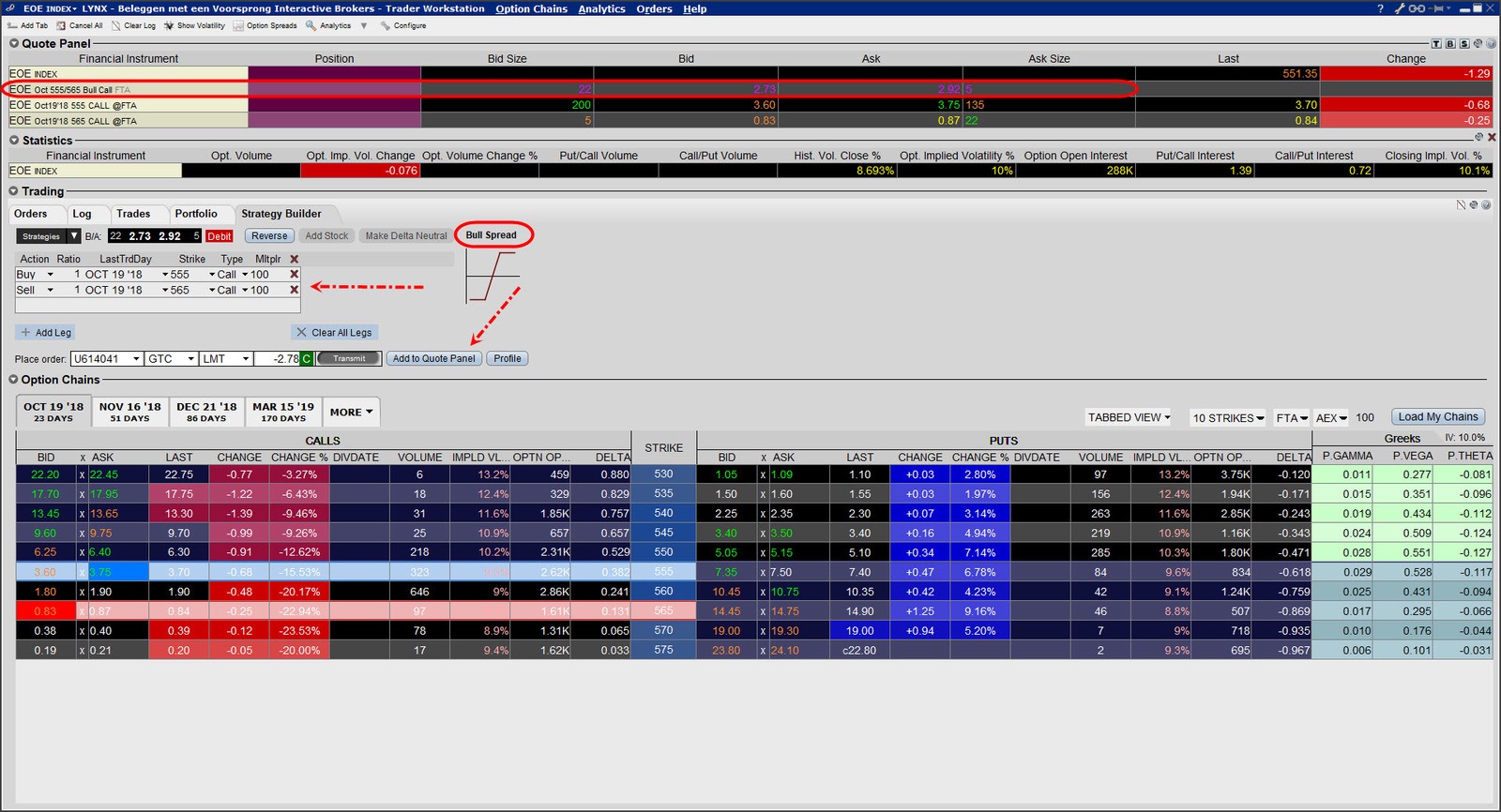 Voorbeeld AEX call spread | Vertical spreads: de call spread en put spread Voorbeeld AEX call spread | Vertical spreads: de call spread en put spread