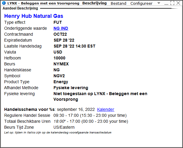 Henry Hub Natural Gas future | Gasprijs verwachting