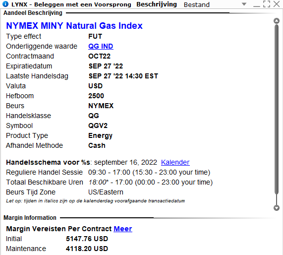 E-mini Natural Gas future (QG) | Gasprijs verwachting